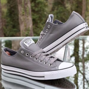 Converse Chuck Taylor All Star Leather Men’s Size 9 Grey White 153817c Ebay